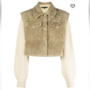 Maje layered shearling cropped jacket